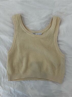 Zara Butter Yellow Ribbed Cropped Tank / Sweater Vest